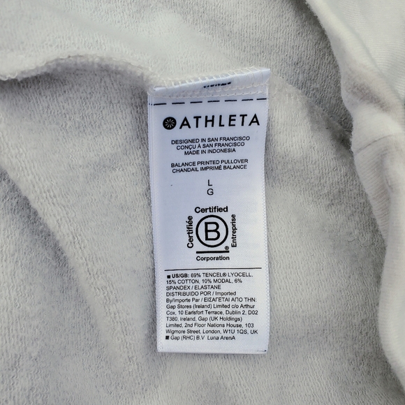 Athleta Gray and White Floral Women's Crewneck Fleece Pullover Sweatshirt EUC - Picture 8 of 15